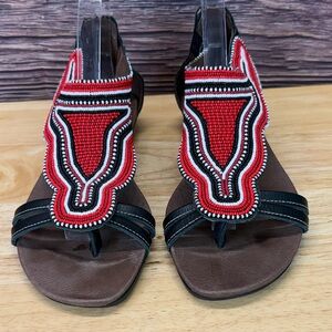 ⭐️Pikolinos maasai beaded leather sandal back zip leather size EUR 40 US 9.5/10